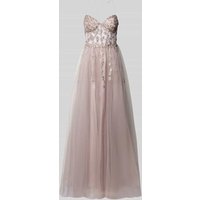 Unique Abendkleid mit Spitzenbesatz in Rose, Größe 40 von Unique