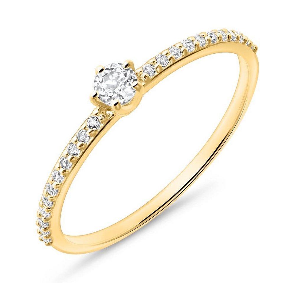 Unique Diamantring Ring für Damen von Unique aus 14K Gold mit Weißtopasen (Größe: 52mm) von Unique