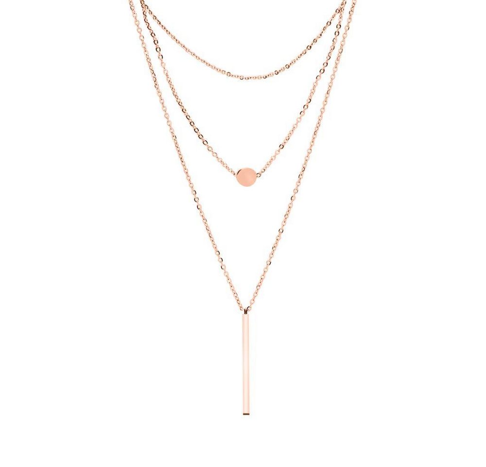 Unique Edelstahlkette Kette Edelstahl rosdévergoldet dreireihig von Unique
