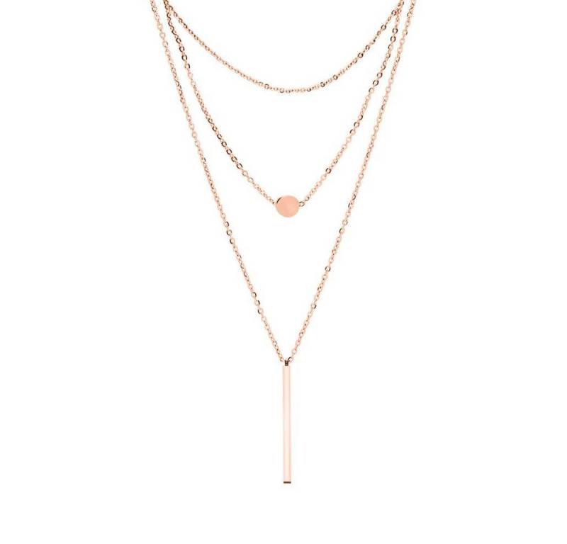 Unique Edelstahlkette Kette Edelstahl rosdévergoldet dreireihig von Unique