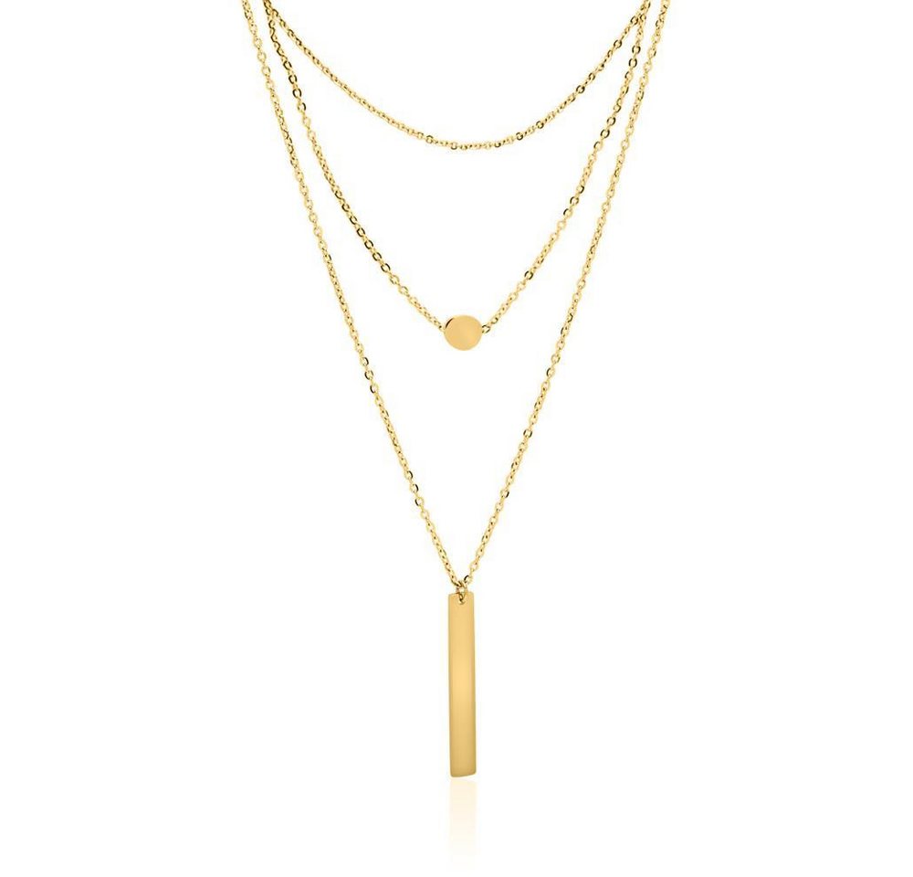 Unique Edelstahlkette Kette Edelstahl vergoldet dreireihig von Unique