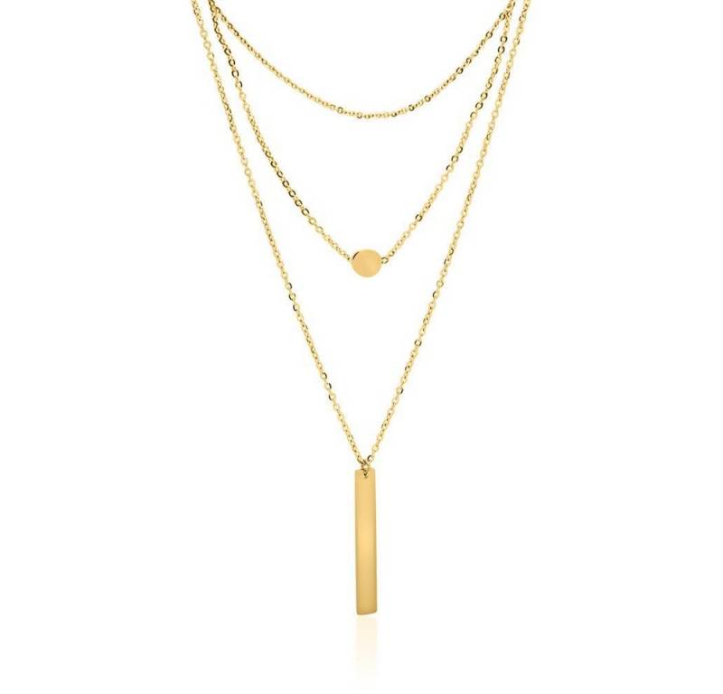 Unique Edelstahlkette Kette Edelstahl vergoldet dreireihig von Unique