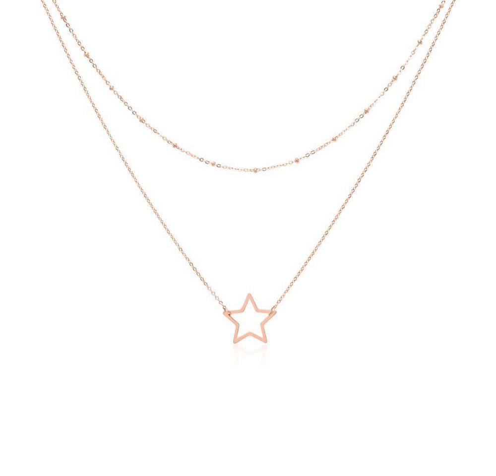 Unique Edelstahlkette Layerkette Stern Edelstahl rosévergoldet von Unique