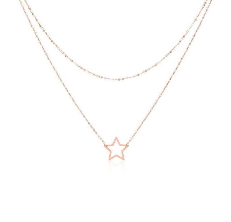 Unique Edelstahlkette Layerkette Stern Edelstahl rosévergoldet von Unique