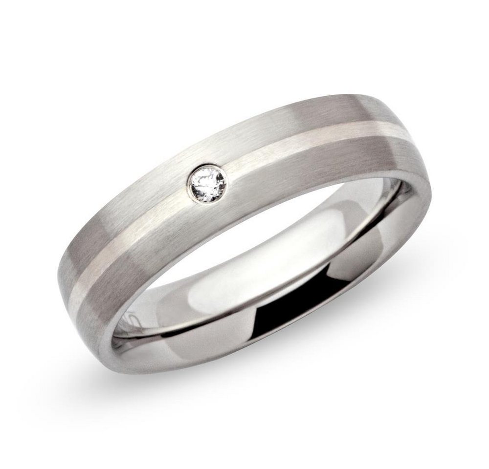 Unique Fingerring Exklusiver Unique Edelstahlring Silber Zirkonia 5mm - R9118cz von Unique