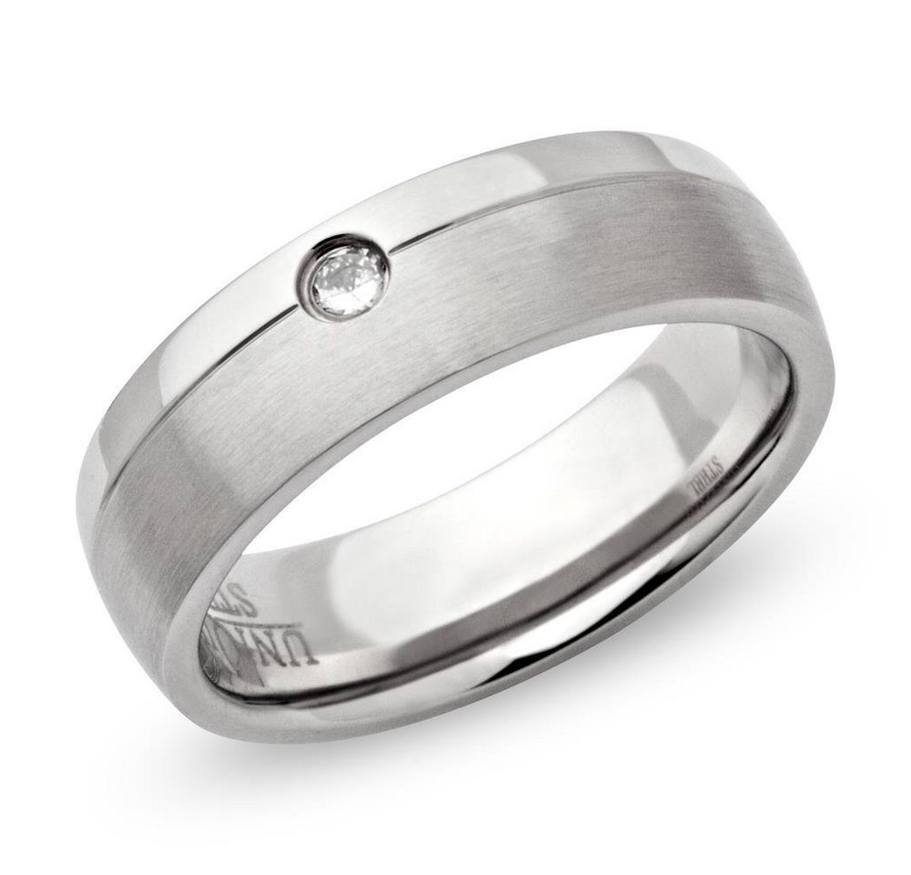 Unique Fingerring Matter Edelstahl Ring mit Glanzrille und Zirkonia R9111cz von Unique von Unique