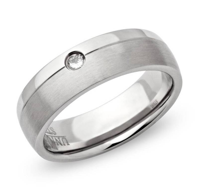 Unique Fingerring Matter Edelstahl Ring mit Glanzrille und Zirkonia R9111cz von Unique von Unique