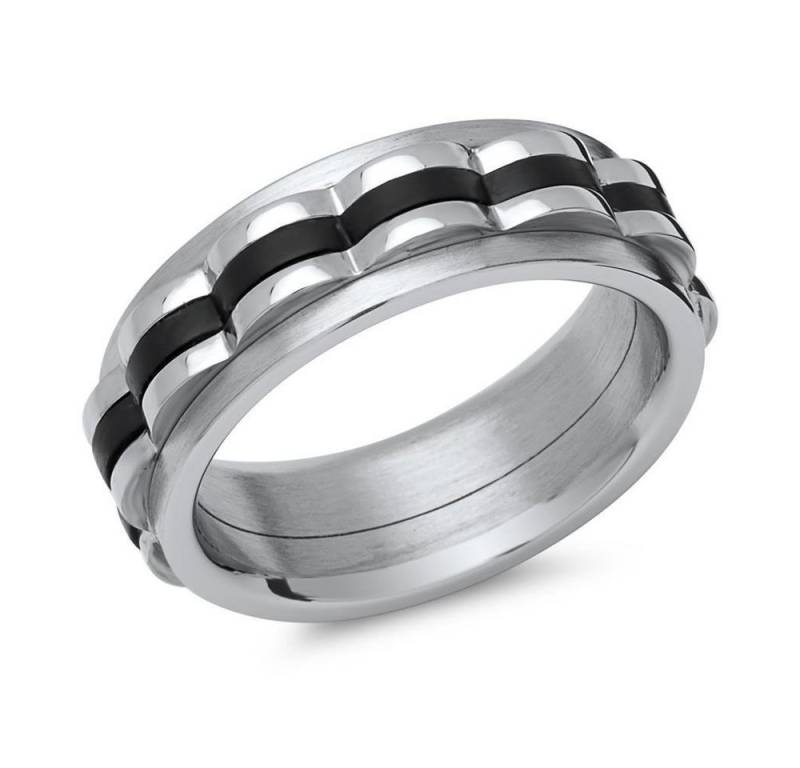 Unique Fingerring Anti Stress Ring mit Spinning Tool und schwarzen Details R5047 von Unique