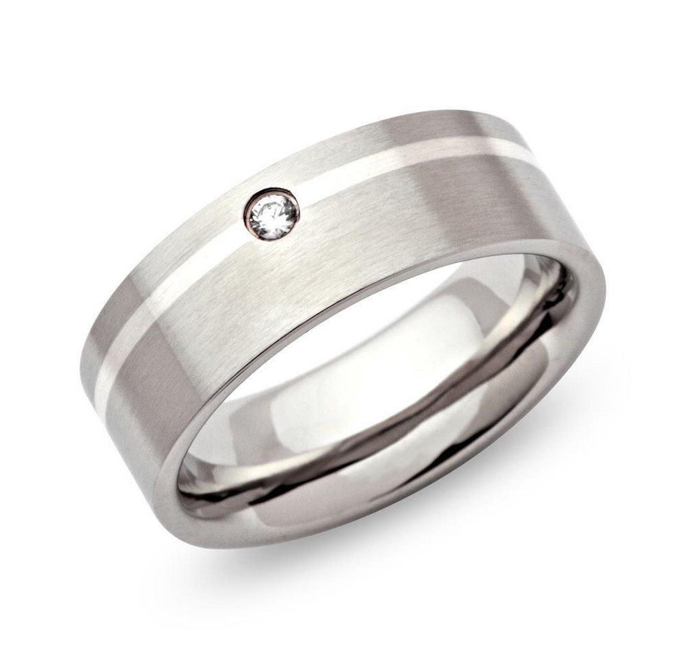 Unique Fingerring Moderner Unique Edelstahlring Silber Zirkonia 7mm - R9117cz von Unique