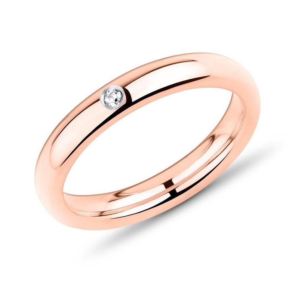 Unique Fingerring Unique Damen Edelstahlring rosévergoldet mit Steinbesatz R9207cz von Unique