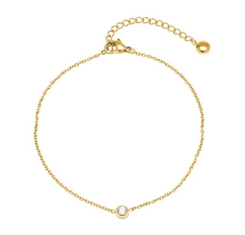 Unique Fußkette Dezente Fußkette mit Zirkonia vergoldet A5023 von Unique