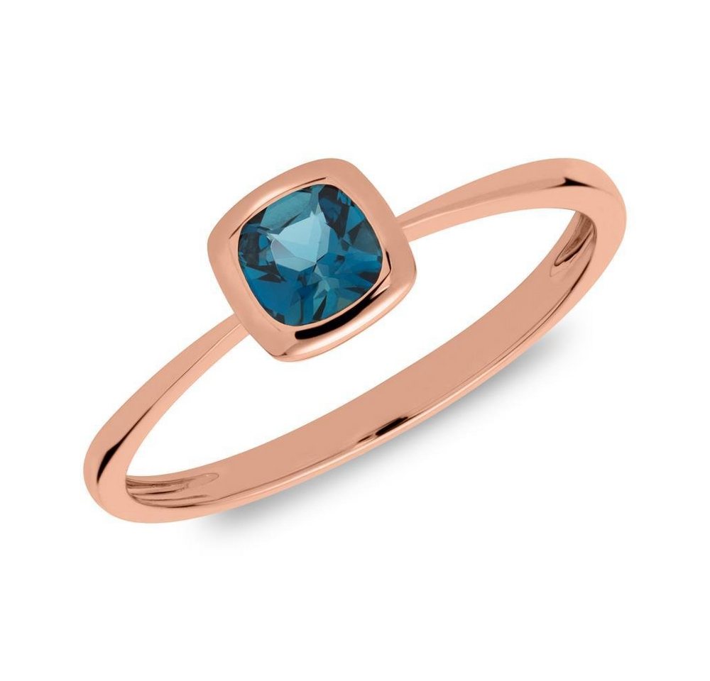 Unique Goldring 585er Roségold Ring Blautopas von Unique