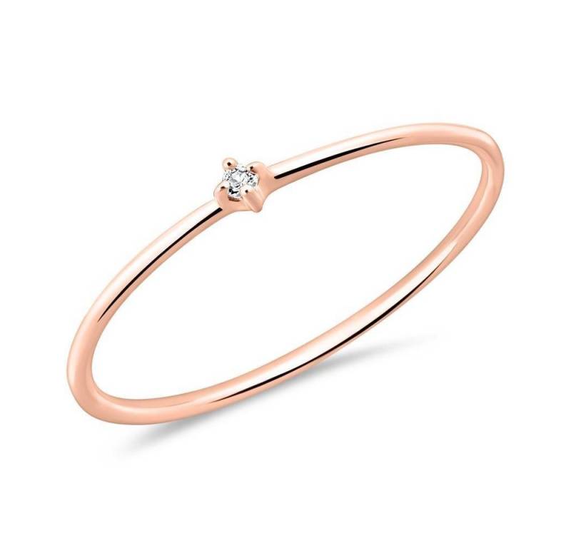 Unique Goldring Unique Ring Damen aus 14-karätigem Roségold mit Weißtopas (Größe 52mm) von Unique