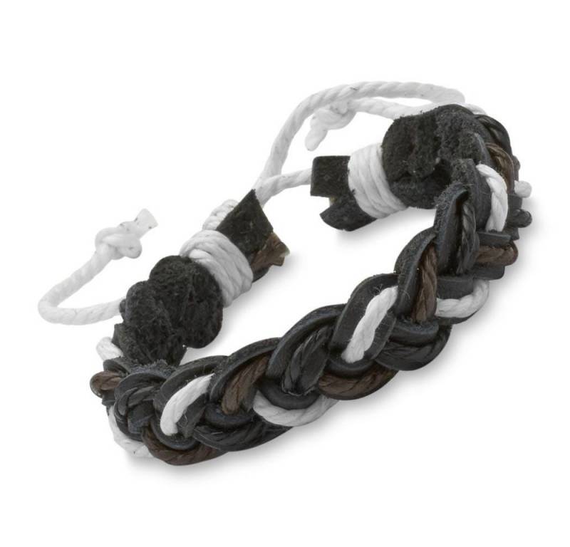 Unique Lederarmband Armband Flechtdesign schwarz dunkelbraun weiß LB0392 von Unique