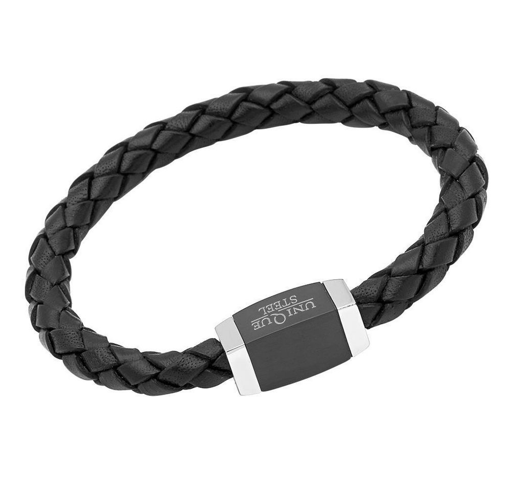 Unique Lederarmband Geflochtenes Unique Leder Armband schwarz LB0299 (Länge: 19cm) von Unique