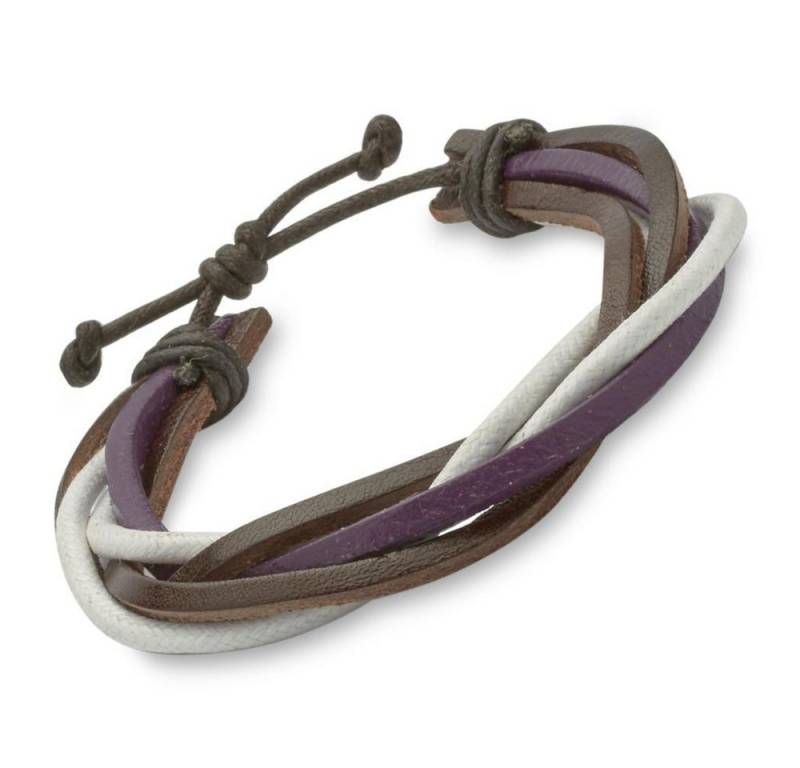 Unique Lederarmband Leder-Armband Farb- und Materialmix violett LB0400 von Unique