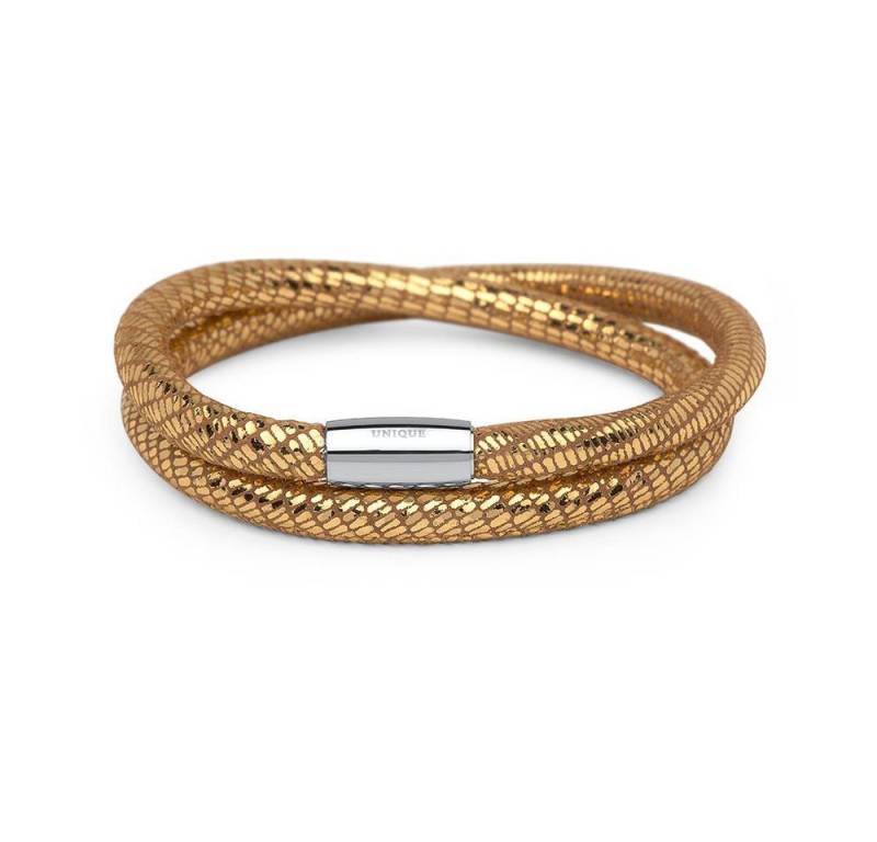 Unique Lederarmband Zweireihiges Lederarmband für Clip-Charms gold von Unique