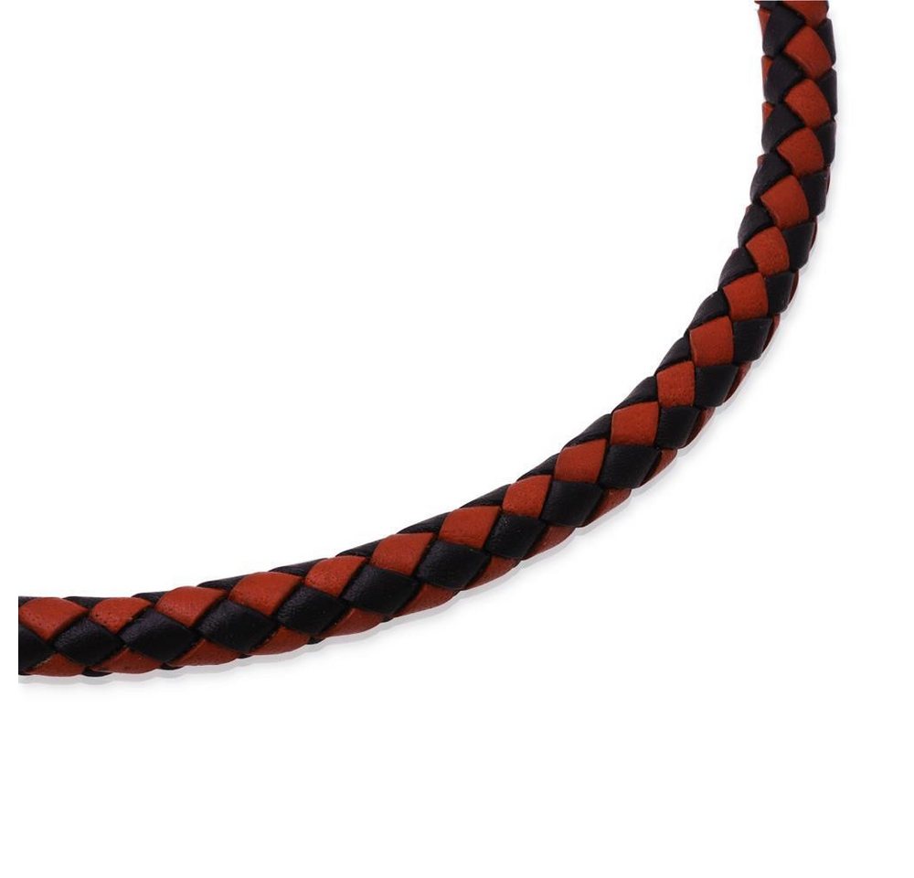 Unique Lederband Geflochtene Zopfkette aus Leder Schwarz Rot LN0006 von Unique