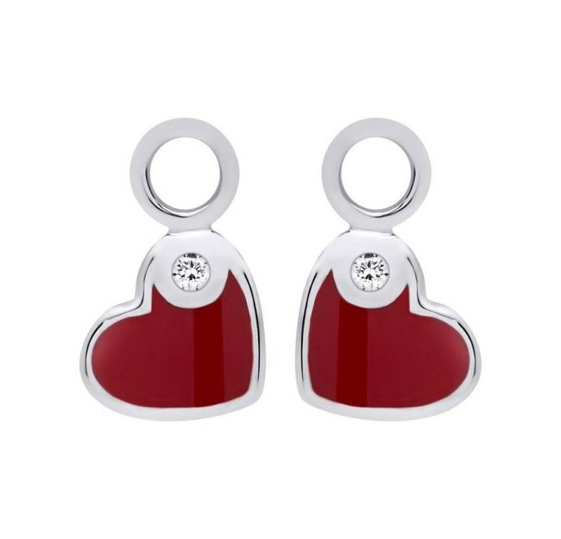 Unique Paar Creolen Unique Einhänger Systemohrschmuck Silber mit Zirkonia Herzform SE0478 von Unique