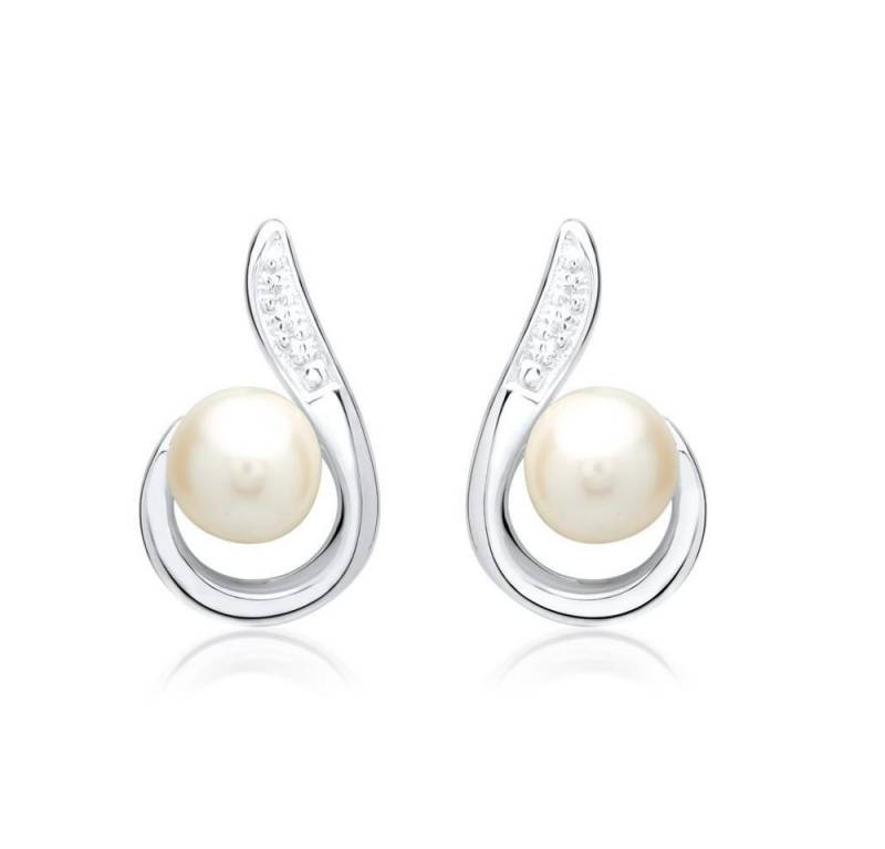Unique Paar Ohrstecker Damen-Ohrringe aus 585er Weißgold mit Perlen von Unique