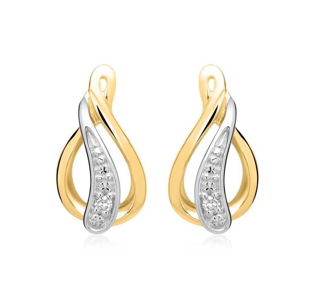 Unique Paar Ohrstecker Ohrringe aus 585er Gelbgold mit 2 Diamanten 0,0112 ct. von Unique