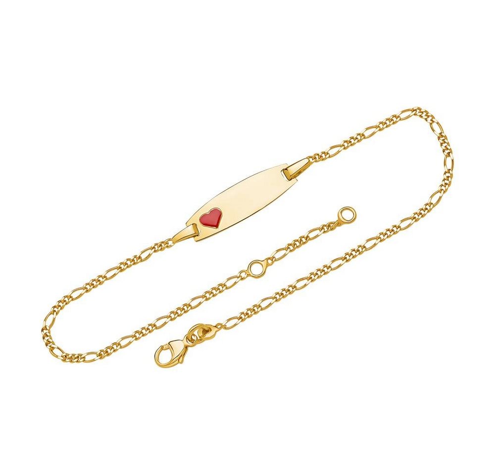 Unique Goldarmband 375er Gelbgold Armband mit rotem Herz ID1024-G von Unique