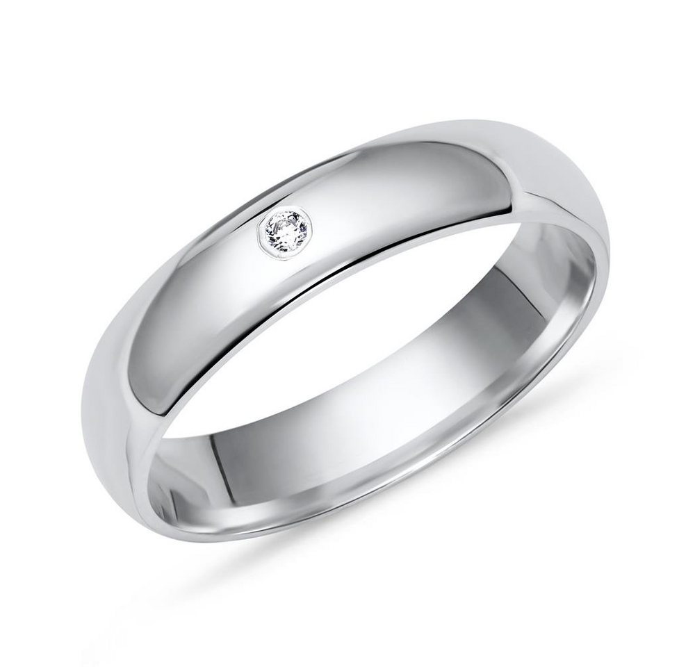 Unique Fingerring Hochglanzpolierter 925 Silberring 4mm Zirkonia - Größe wählbar R8538cz von Unique