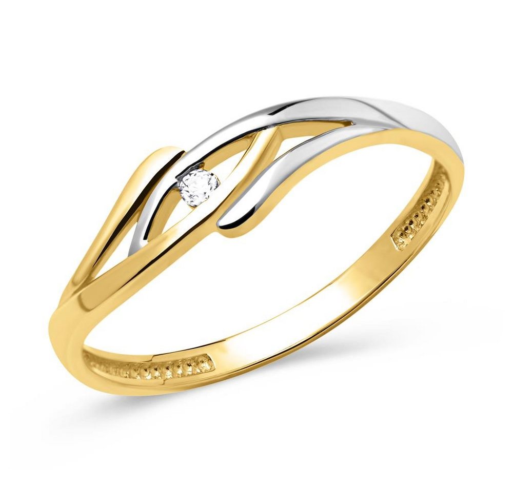 Unique Fingerring Polierter Unique 333 Gelb- Weißgold Ring mit Zirkonia GR0054 von Unique