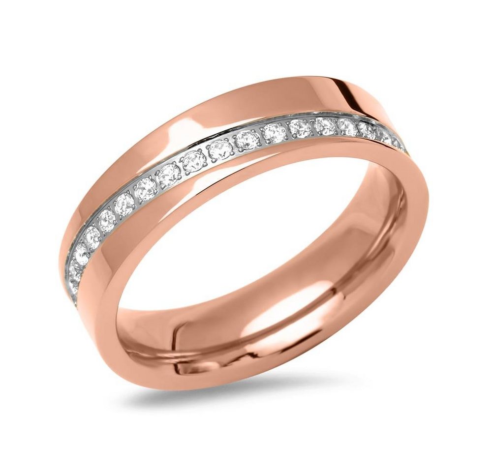 Unique Fingerring Rosévergoldeter Unique Edelstahlring mit Zirkonia R9226cz von Unique