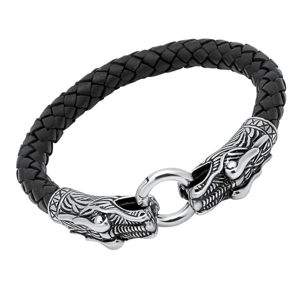 Unique Lederarmband Schwarzes Unique Lederarmband Drachenkopf-Verschluss LB0319 von Unique