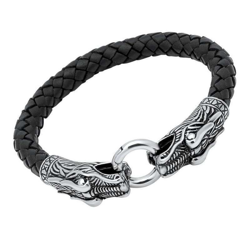 Unique Lederarmband Schwarzes Unique Lederarmband Drachenkopf-Verschluss LB0319 von Unique