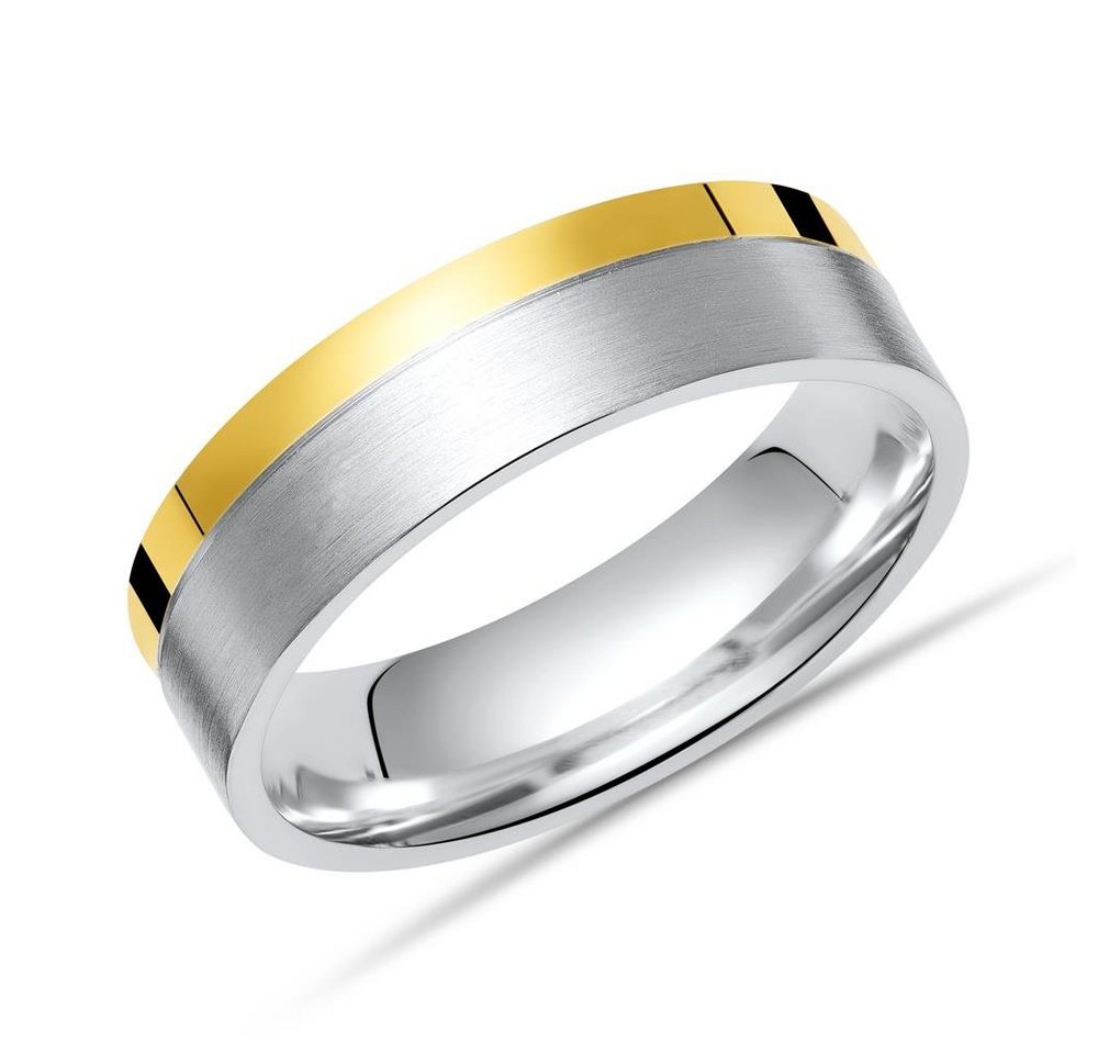 Unique Fingerring 925 Silberring mit polierter goldener Kante - Größe wählbar R8536 von Unique