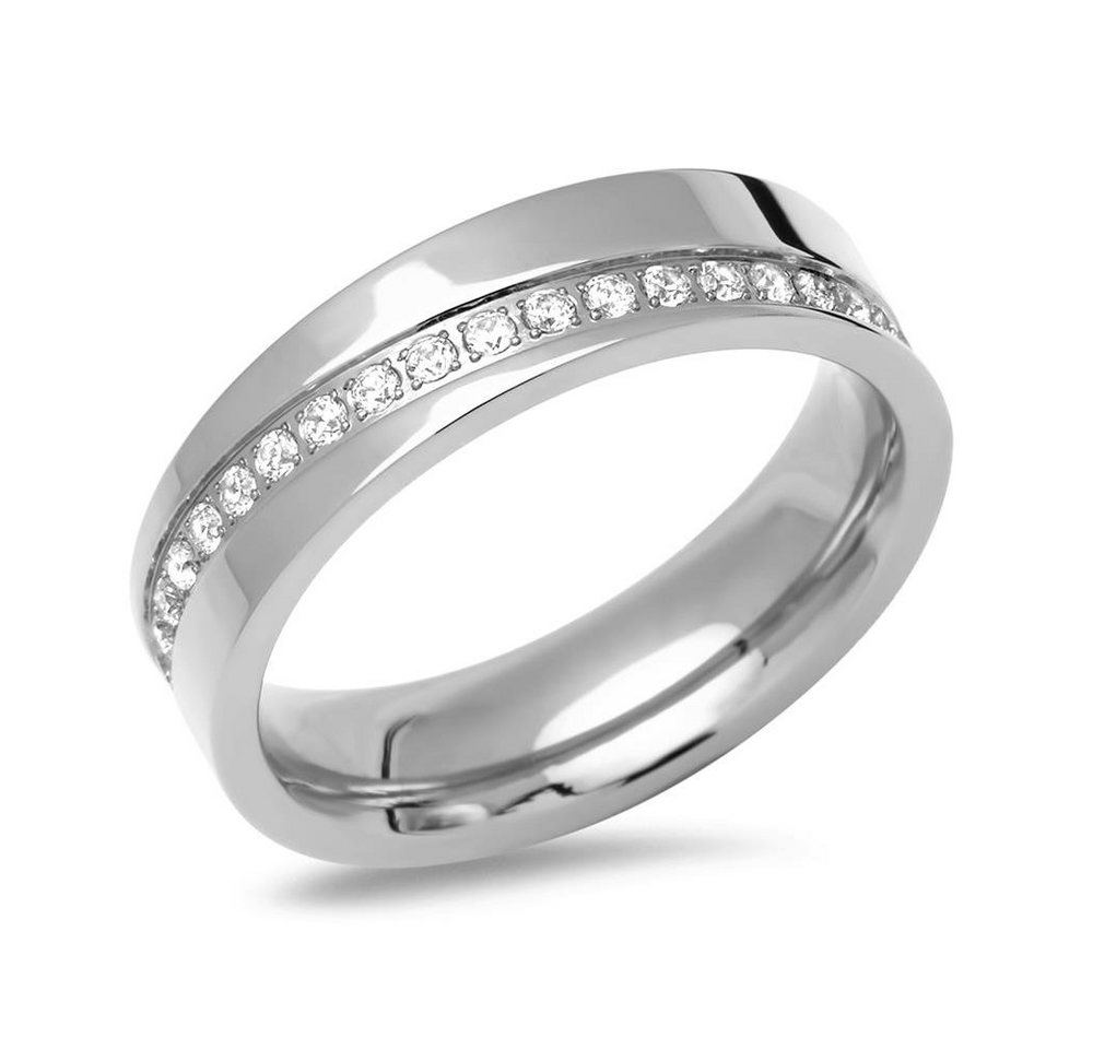 Unique Fingerring Unique Edelstahl Damenring rundum Steinbesatz R9224cz von Unique