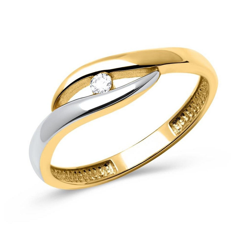 Unique Fingerring Unique Goldring in 333er Gelb- Weißgold mit Zirkonia GR0061 von Unique