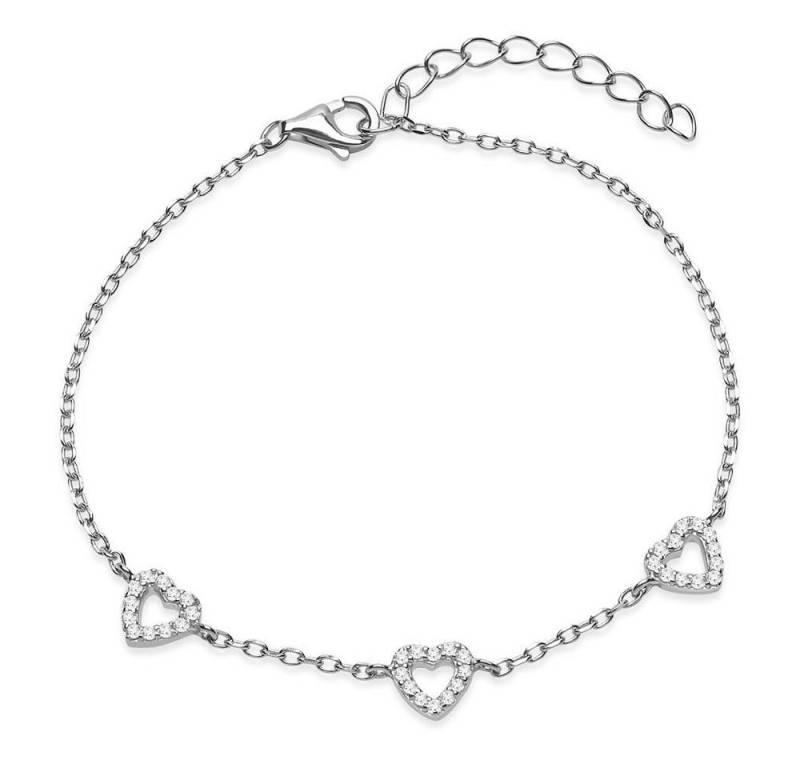 Unique Silberarmband Filigran mit Herzchen Elementen und Zirkoniabesatz SB0240 von Unique