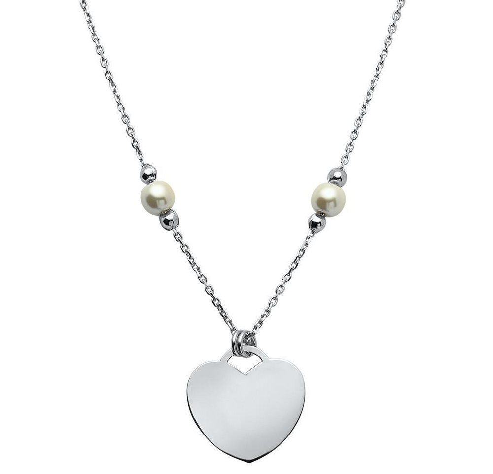 Unique Silberkette Herzanhänger und runden Perlmutt Elementen SN0261 von Unique