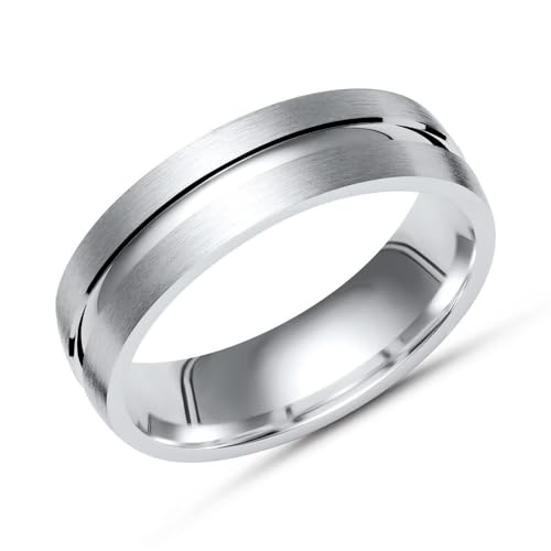 Unique Silberring 925 Sterling Silber matt Glanzrille 6mm breit R8528 von Unique