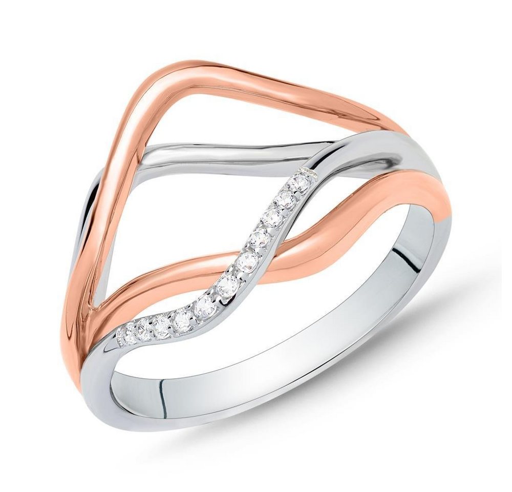 Unique Silberring Ring für Damen aus 925er Silber in Bicolor SR0391 (Größe: 50mm) von Unique