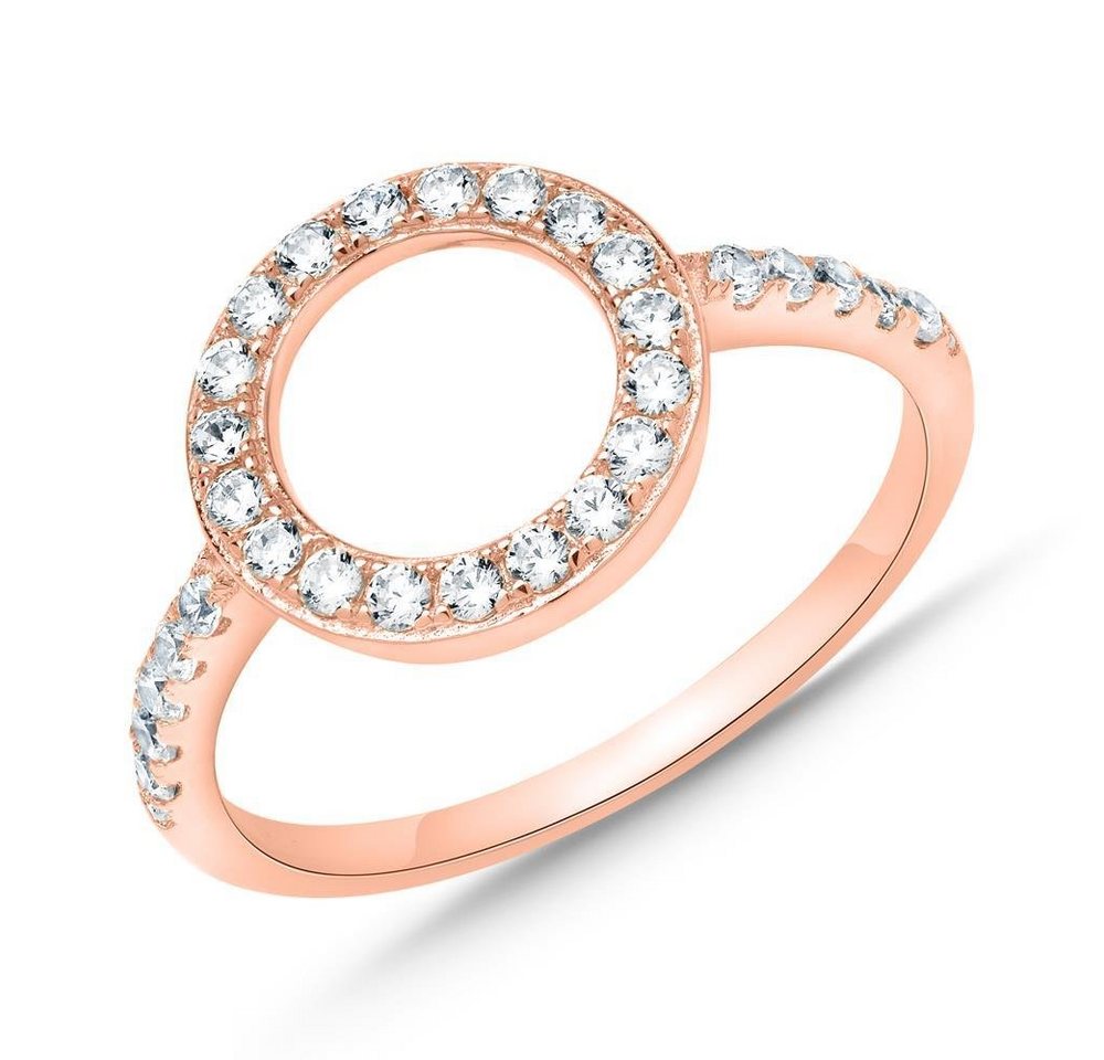 Unique Silberring Ring im Kreisdesign 925er Silber Roségold Zirkonia von Unique