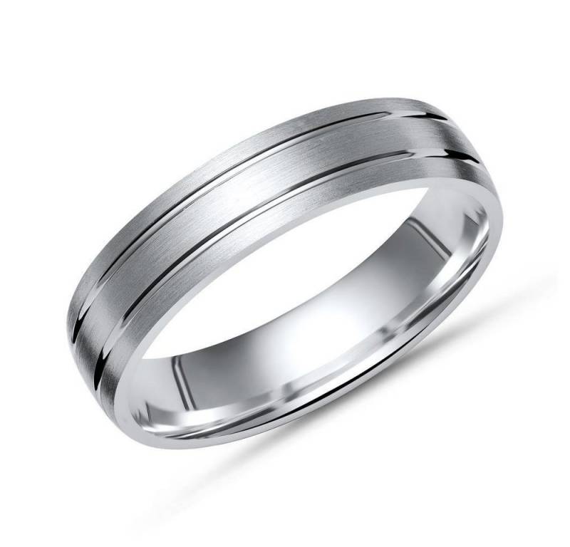 Unique Silberring Matt mit zwei Glanzrillen - 5mm breit R8514 von Unique