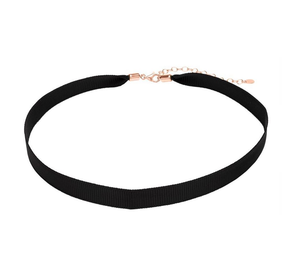 Unique Textilband Schwarzer Choker 925er Silberverschluss rosé von Unique