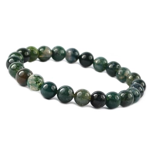 Unique Chakra Buddha Perlen Armband 8mm Moos Agate Edelstein Energiearmband Achat Heilsteine dehnbar Unisex Juweliers Qualität von Unique Gems