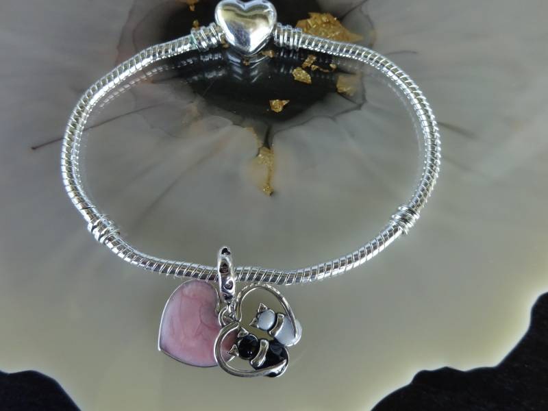 Armband - Herz Und Katzen Anhänger/Charm Haustier Schmuck Geschenkidee von UniqueArtByFelicia