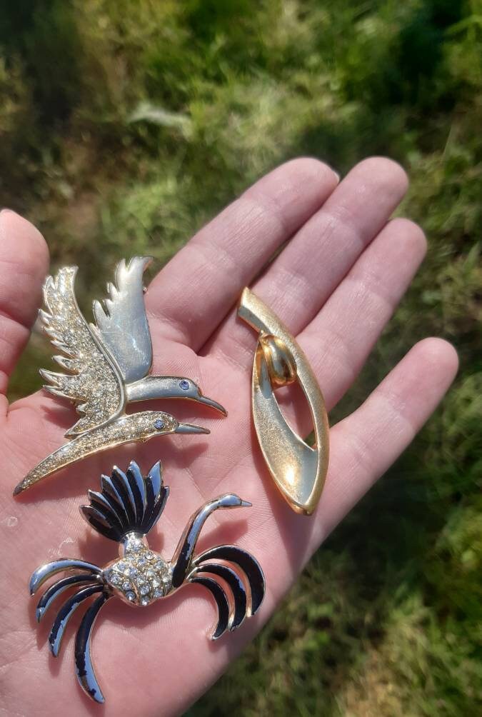 3Vintage Pin Brosche, Modeschmuck, Strass Sommerschmuck von UniqueArtGiftStore