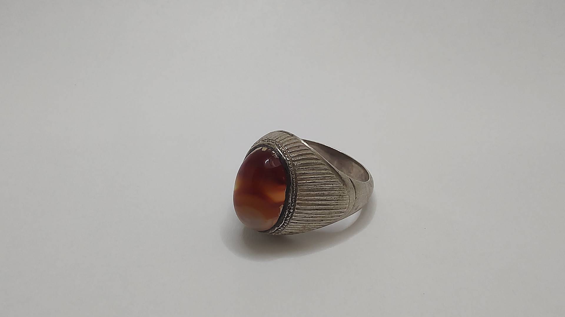 Antiker Einzigartiger Achat Sterling Ring, Vintage Silber Edelstein Ring von UniqueArtGiftStore