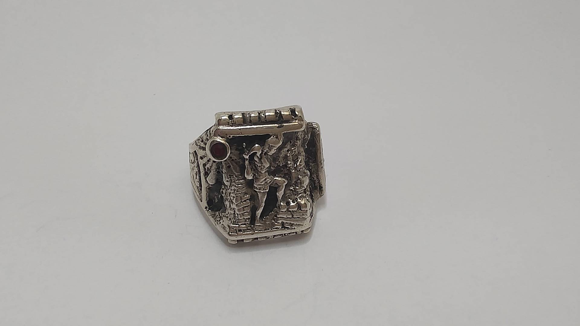 Seltene Antike Skulptur Sterling Silber Ring Geschnitzt von UniqueArtGiftStore