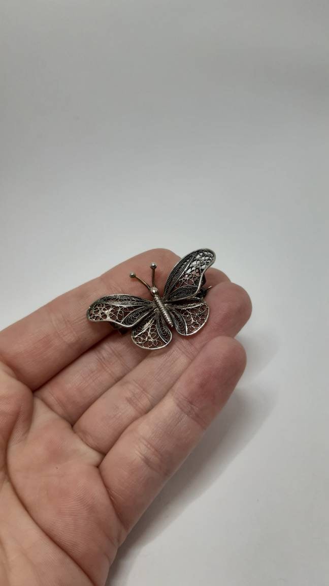 Signiert 800 Für Silber Filigrane Schmetterling Pin Brosche, Sterling Brosche von UniqueArtGiftStore