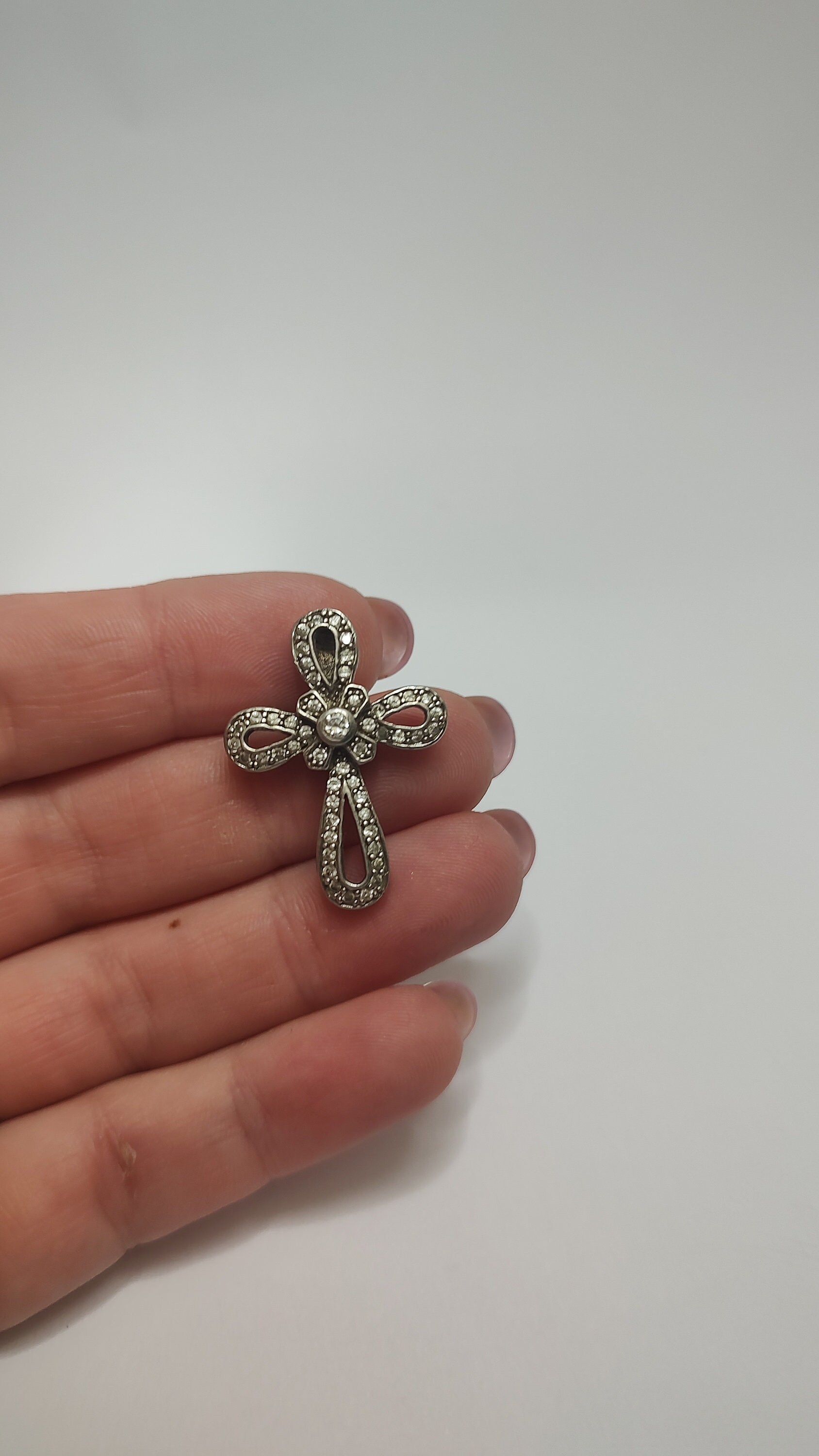 Kreuz Aus Sterlingsilber Mit Strasssteinen, Kreuzanhänger 925Er Silber von UniqueArtGiftStore