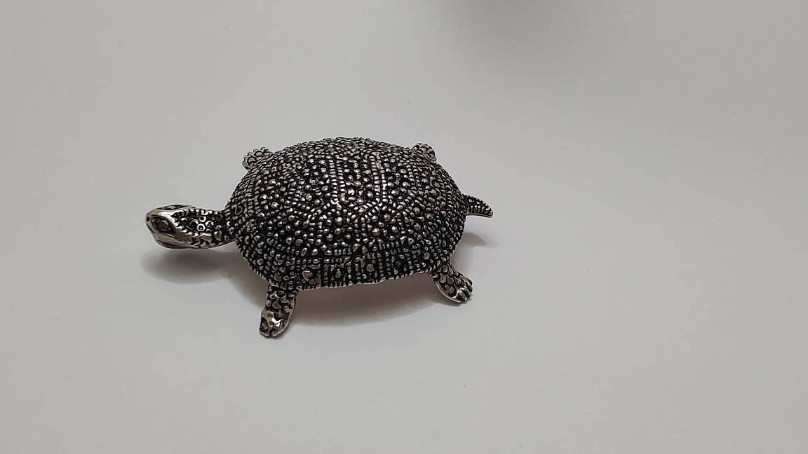 Vintage 2-In-1-Brosche Und Anhänger Aus Sterlingsilber, Schildkröte, Glücksgeschenk, Silberne Schildkrötensymbol Für Wohlstand Fülle von UniqueArtGiftStore