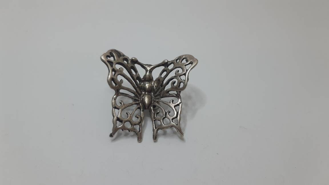 Vintage Massiver Silber Schmetterling, Sterling Schmetterling Ornament von UniqueArtGiftStore